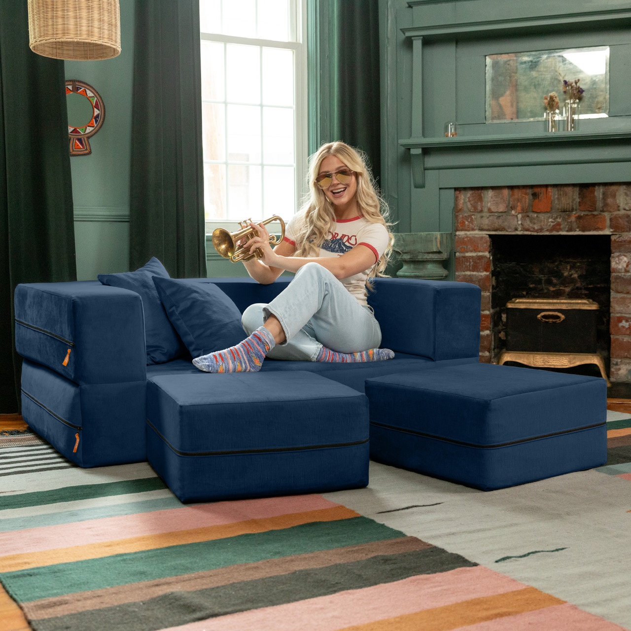 Jaxx Zipline Convertible Sleeper Loveseat - Thumbnail 3