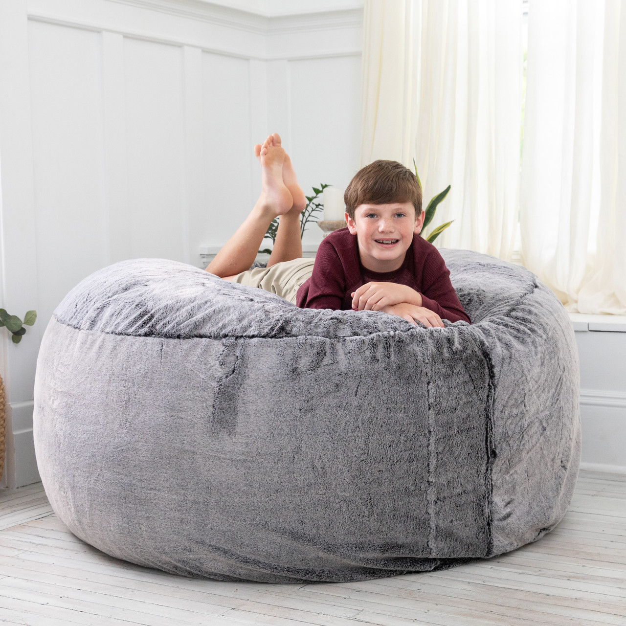 Buy Jaxx Metro Sac 5 Bean Bag Chair - Luxe Fur, Grey Wolf