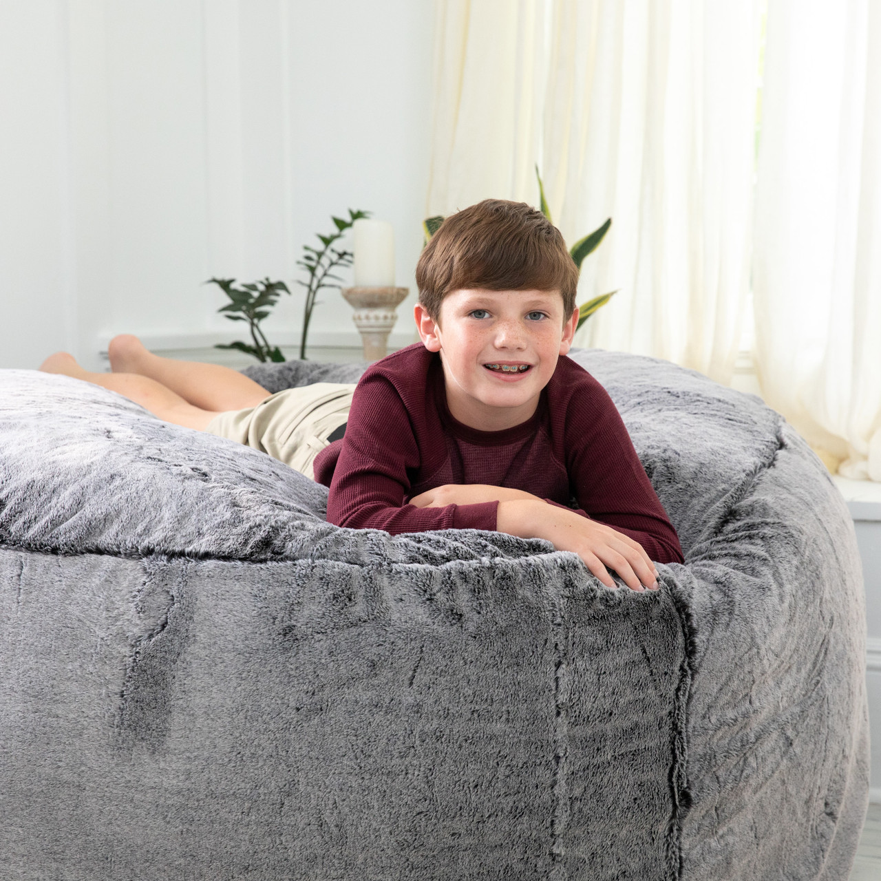 Buy Jaxx Metro Sac 5 Bean Bag Chair - Luxe Fur, Grey Wolf