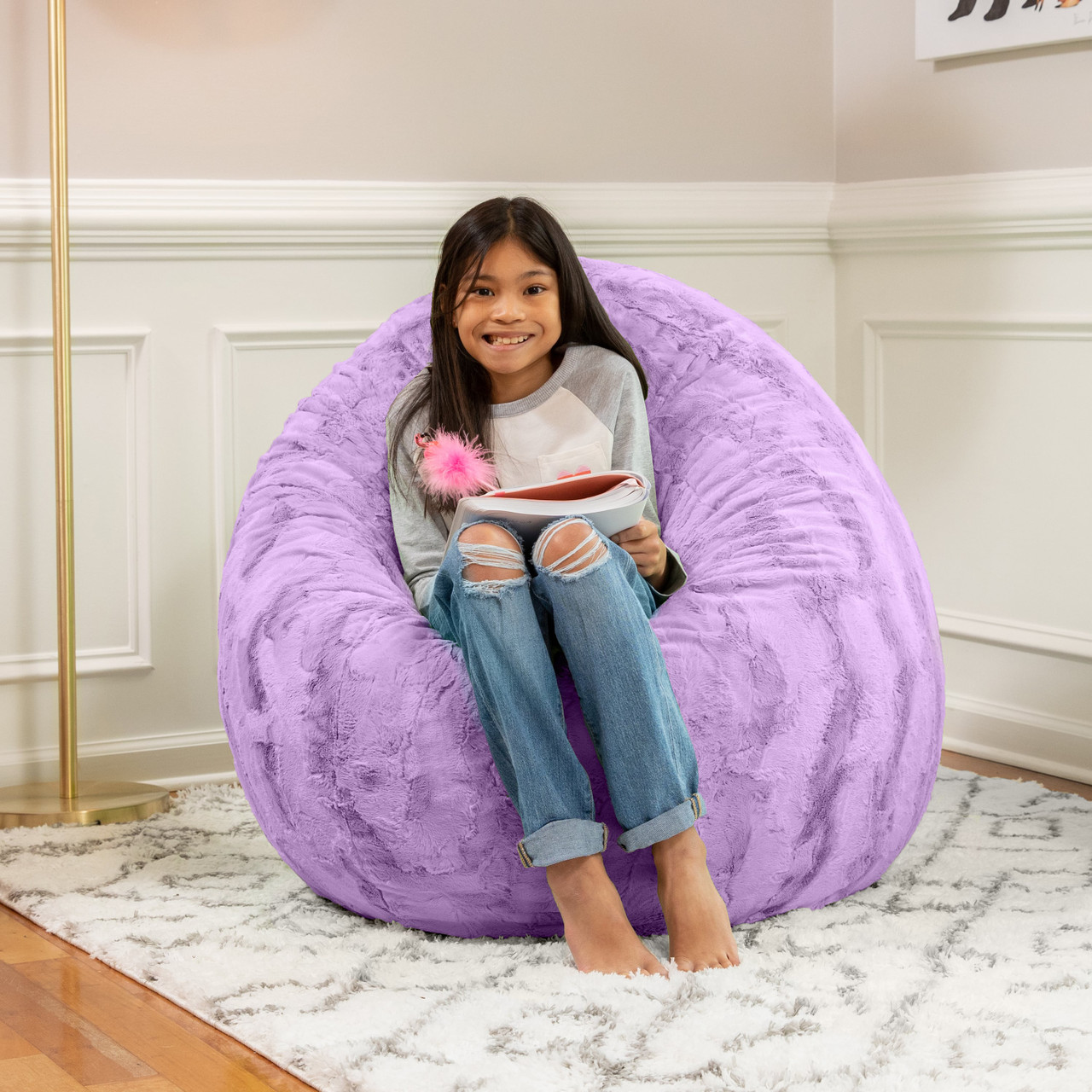 Buy Jaxx Cocoon 4 Foot Bean Bag Chair - Faux Fur, Bellflower