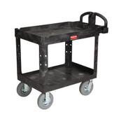 2 Shelf Utility Cart w/ Pneumatic Casters, Black Lagasse Shiffler Furniture and Equipment for Schools
