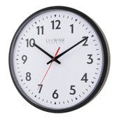 La Crosse Technology La Crosse Quartz Analog Wall Clock, Plastic Lens, Black, 14" Dia.