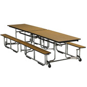 KI Uniframe Rectangular Cafeteria Table Benches - 96"L x 56-1/2"W, Chrome Frame Krueger International - KI Shiffler Furniture and Equipment for Schools