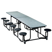 KI Uniframe Rectangular Cafeteria Table 12 Stool Seats - 120"L x 60-1/2"W, Chrome Frame Krueger International - KI Shiffler Furniture and Equipment for Schools