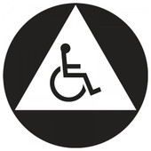 Gender Neutral Restroom Sign, 12 in. X 12 in. Cirlce Black Background with White Triangle, Wheel Chair Graphic Accuform Signs Shiffler Furniture and Equipment for Schools