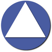 UNISEX Restroom Sign, Blue Background with White Triangle, No Graphics. 8 in. Triangle on a 12 in. Circle. Eaglestone Products Shiffler Furniture and Equipment for Schools