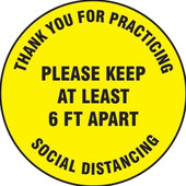 Non Slip Adhesive Circle Floor Sign, Thank You Social Distancing 6 FT - 17" Diameter Yellow Accuform Signs Shiffler Furniture and Equipment for Schools