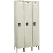 Hallowell Premium Locker Complete, 45"W x 24"D x 78"H, 729 Parchment - Single Tier, 3 Wide, Assembled Shiffler Furniture and Equipment for Schools