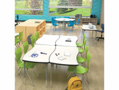 MooreCo Hierarchy Creator Rectangular Table w/ Porcelain Steel Top Adjustable From 22" to 32" Height, 30.8"D x 59.6"W
