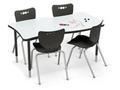 MooreCo Hierarchy Creator Rectangular Table w/ Porcelain Steel Top Adjustable From 22" to 32" Height, 30.8"D x 59.6"W