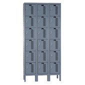Hallowell Heavy-Duty Ventilated (HDV) Locker Complete, 36"W x 18"D x 78"H - Six Tier, 3 Wide, Assembled Hallowell Shiffler Furniture and Equipment for Schools