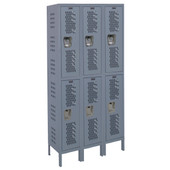 Hallowell Heavy-Duty Ventilated (HDV) Locker Complete, 45"W x 21"D x 78"H - Double Tier, 3 Wide, Assembled Hallowell Shiffler Furniture and Equipment for Schools