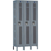 Hallowell Heavy-Duty Ventilated (HDV) Locker Complete, 45"W x 15"D x 78"H - Single Tier, 3 Wide, Assembled Hallowell Shiffler Furniture and Equipment for Schools