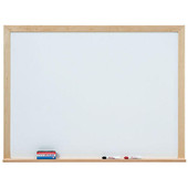 Claridge LCS Porcelain Steel Whiteboard with Oak Frame and Marker Tray, 4'H Claridge Products Shiffler Furniture and Equipment for Schools