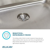 Elkay Lustertone Classic Stainless Steel 25" x 21-1/4" x 5-1/2", Single Bowl Drop-in ADA Sink