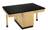Diversified Woodcrafts 4 Student Oak Cupboard Table, Plain Apron, Door Cabinet, Hpl Laminate Top, 66"w x 42"d x 30"h