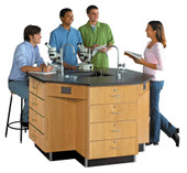 Diversified Woodcrafts Octagon Workstation with Drawer Base, 3/4" Phenolic Resin Top, with Sinks Diversified Woodcrafts Shiffler Furniture and Equipment for Schools