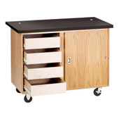 Diversified Woodcrafts Mobile Lab 48x28x36, Oak, with Rod Sockets Diversified Woodcrafts Shiffler Furniture and Equipment for Schools
