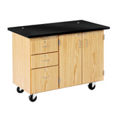 Diversified Woodcrafts Mobile Instructor's Desk, 48x28x36, Oak, with Rod Sockets Diversified Woodcrafts Shiffler Furniture and Equipment for Schools