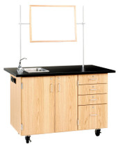 Diversified Woodcrafts Extra Large Mobile Demo Center 54x30x36, Oak, with Sink