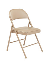 National Public Seating Commercialine Vinyl Padded Steel Folding Chair, Beige (Pack of 4)