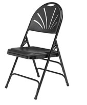 National Public Seating NPS 1100 Series Deluxe Fan Back With Triple Brace Double Hinge Folding Chair, Black (Pack of 4)