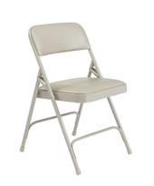 National Public Seating NPS 1200 Series Premium Vinyl Upholstered Double Hinge Folding Chair, Warm Grey (Pack of 4)