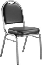 NPS 9200 Series Premium Vinyl Upholstered Stack Chair, Panther Black Seat/ Silvervein Frame National Public Seating Shiffler Furniture and Equipment for Schools