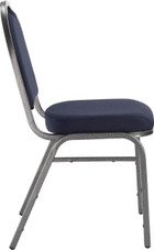 National Public Seating NPS 9200 Series Premium Fabric Upholstered Stack Chair, Midnight Blue Seat/ Silvervein Frame