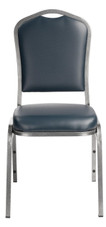 National Public Seating NPS 9300 Series Deluxe Vinyl Upholstered Stack Chair, Midnight Blue Seat/Silvervein Frame