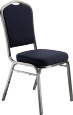 NPS 9300 Series Deluxe Fabric Upholstered Stack Chair, Midnight Blue Seat/Silvervein Frame National Public Seating Shiffler Furniture and Equipment for Schools