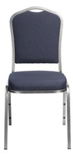 National Public Seating NPS 9300 Series Deluxe Fabric Upholstered Stack Chair, Midnight Blue Seat/Silvervein Frame