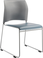 NPS Cafetorium Plush Vinyl Stack Chair, Blue/Grey National Public Seating Shiffler Furniture and Equipment for Schools