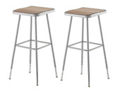 National Public Seating NPS 32"-39" Height Adjustable Heavy Duty Square Seat Steel Stool, Grey