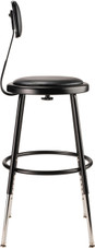 National Public Seating NPS 19"-27" Height Adjustable Heavy Duty Vinyl Padded Steel Stool With Backrest, Black