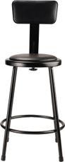 NPS 24" Heavy Duty Vinyl Padded Steel Stool With Backrest, Black National Public Seating Shiffler Furniture and Equipment for Schools