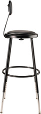 National Public Seating NPS 25"-33" Height Adjustable Heavy Duty Vinyl Padded Steel Stool With Backrest, Black