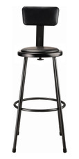 NPS 30" Heavy Duty Vinyl Padded Steel Stool With Backrest, Black National Public Seating Shiffler Furniture and Equipment for Schools