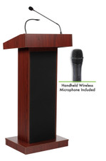 Oklahoma Sound Orator Lectern with Wireless Handheld Mic, Mahogany