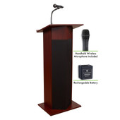 Oklahoma Sound Power Plus Lectern and Rechargeable Battery with Wireless Handheld Mic, Mahogany Oklahoma Sound Shiffler Furniture and Equipment for Schools