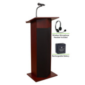 Oklahoma Sound Power Plus Lectern and Rechargeable Battery with Wireless Headset Mic, Mahogany Oklahoma Sound Shiffler Furniture and Equipment for Schools