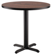 NPS Cafe Table, 24" Round, "X" Base, 30" Height, Montana Walnut National Public Seating Shiffler Furniture and Equipment for Schools