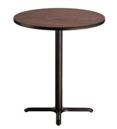 NPS Cafe Table, 30" Round, "X" Base, 42" Height, Montana Walnut National Public Seating Shiffler Furniture and Equipment for Schools