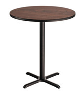 National Public Seating NPS Cafe Table, 36" Round, "X" Base, 42" Height, Montana Walnut