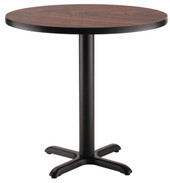 NPS Cafe Table, 36" Round, "X" Base, 30" Height, Montana Walnut National Public Seating Shiffler Furniture and Equipment for Schools