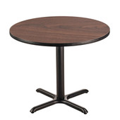 National Public Seating NPS Cafe Table, 48" Round, "X" Base, 30" Height, Montana Walnut