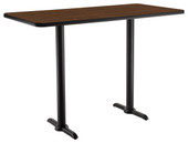 NPS Cafe Table, 30"x48" Rectangle, "T" Base, 42" Height, Montana Walnut National Public Seating Shiffler Furniture and Equipment for Schools
