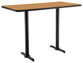 NPS Cafe Table, 30"x60" Rectangle, "T" Base, 42" Height, Banister Oak National Public Seating Shiffler Furniture and Equipment for Schools