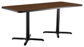 NPS Cafe Table, 30"x72" Rectangle, "X" Base, 30" Height, Montana Walnut National Public Seating Shiffler Furniture and Equipment for Schools