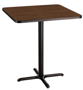 NPS Cafe Table, 30" Square, "X" Base, 42" Height, Montana Walnut National Public Seating Shiffler Furniture and Equipment for Schools